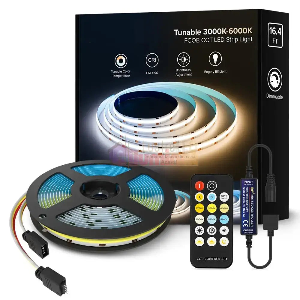 KIT Banda LED 24V CCT 5 metri cu 3 Tipuri de Lumina si Telecomanda lustreled.ro
