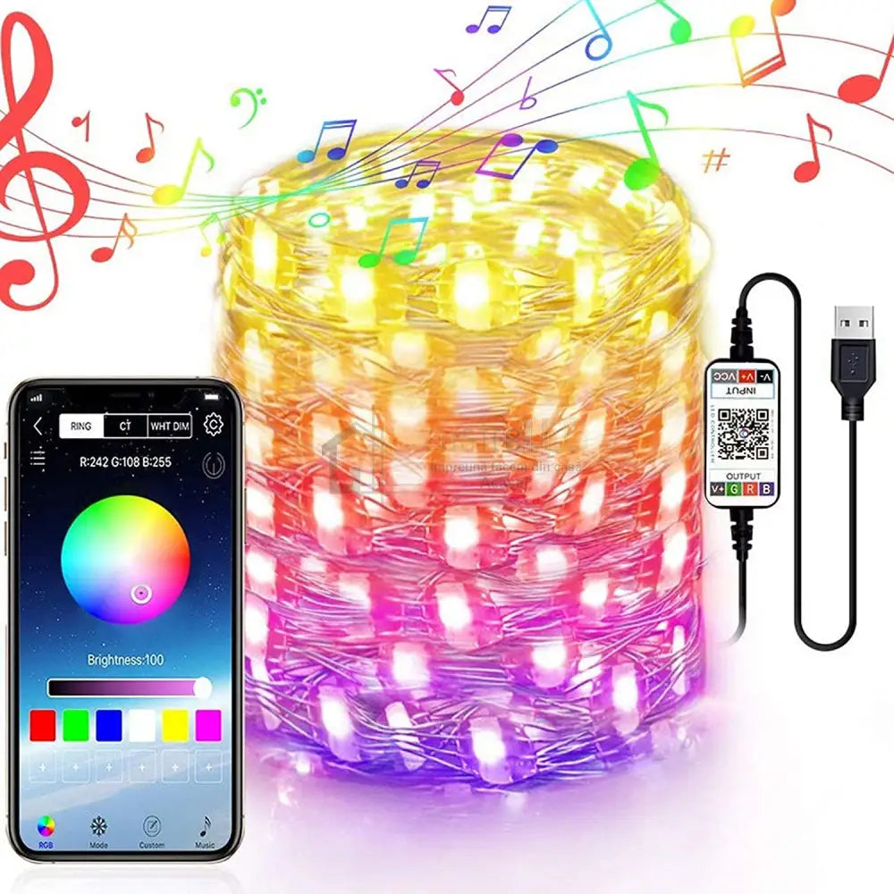 Kit Banda Led Rgb Ic Smart Digital 12V 10M Usb Telecomanda 24 Taste Strips