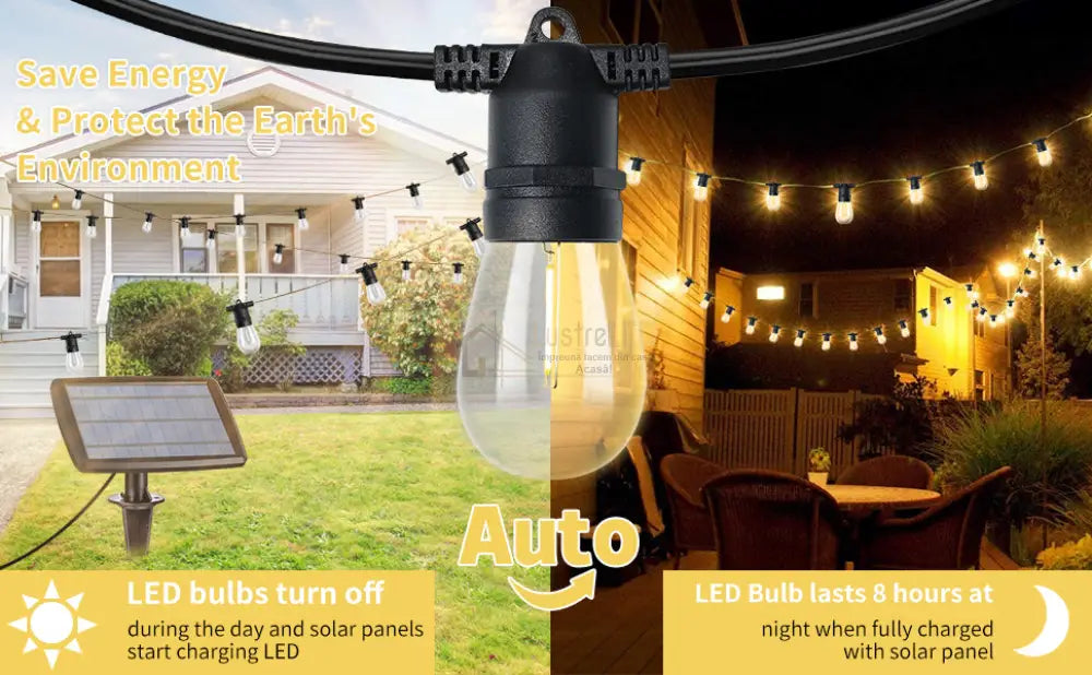 Kit Complet Ghirlanda Solara 10M / 10Xe27 Becuri Incluse Solar Light Rope