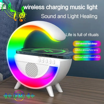 Lampa Led Birou Rgb Cu Incarcare Wireless Bluetooth Si Usb