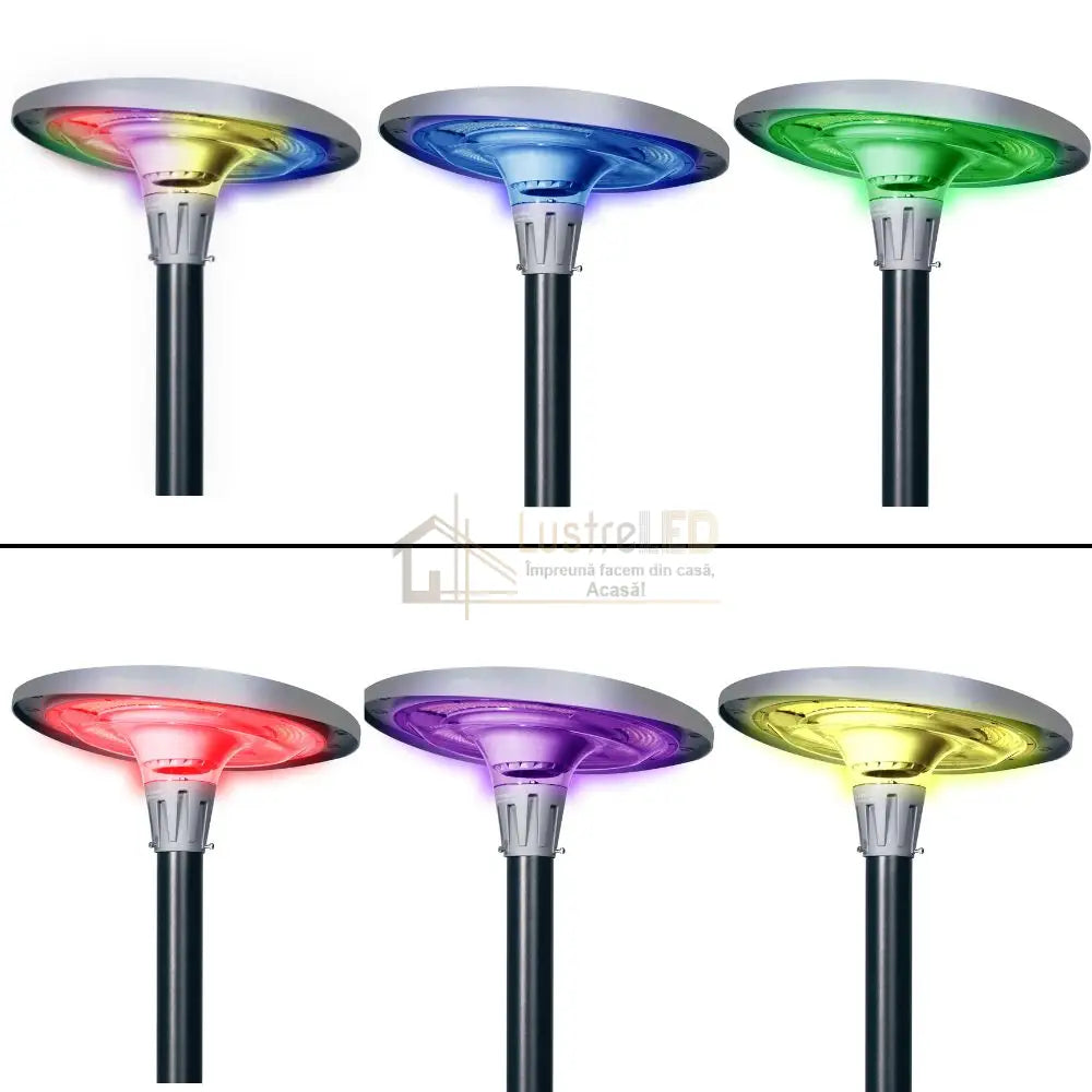 Lampa Led Solara Ufo 2200Lumeni Smart Cu Telecomanda Rgbwcct Solar Lamp