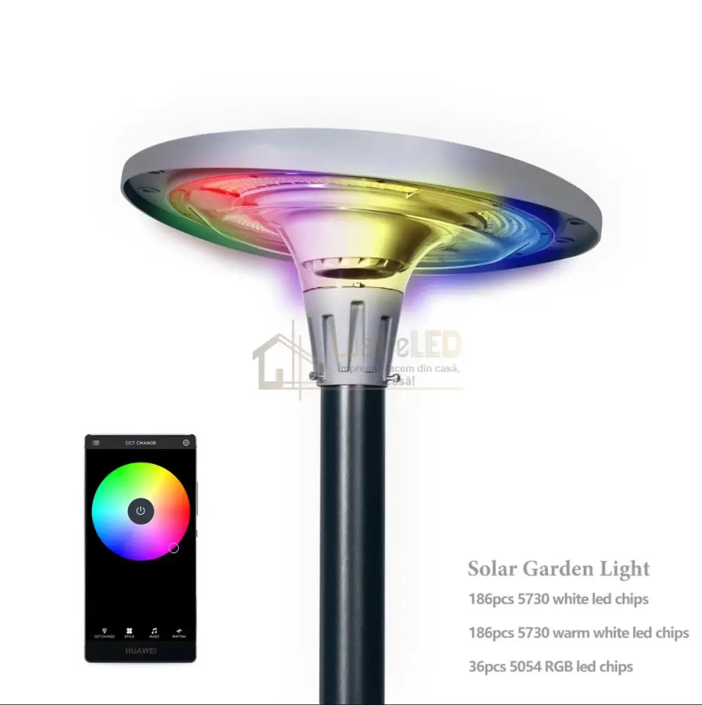 Lampa Led Solara Ufo 2200Lumeni Smart Cu Telecomanda Rgbwcct Solar Lamp