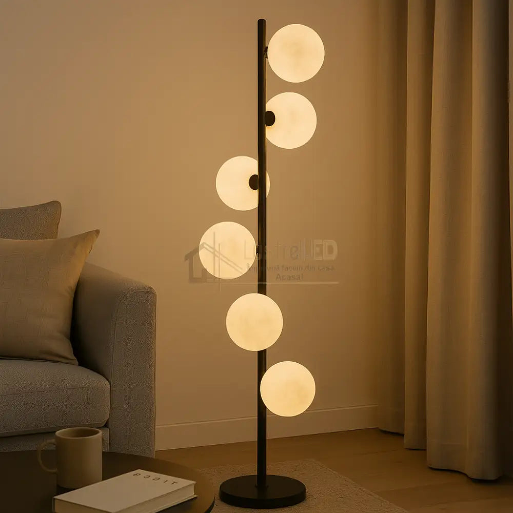 Lampadar 100CM 6 Moons Black 6XG9 lustreled.ro
