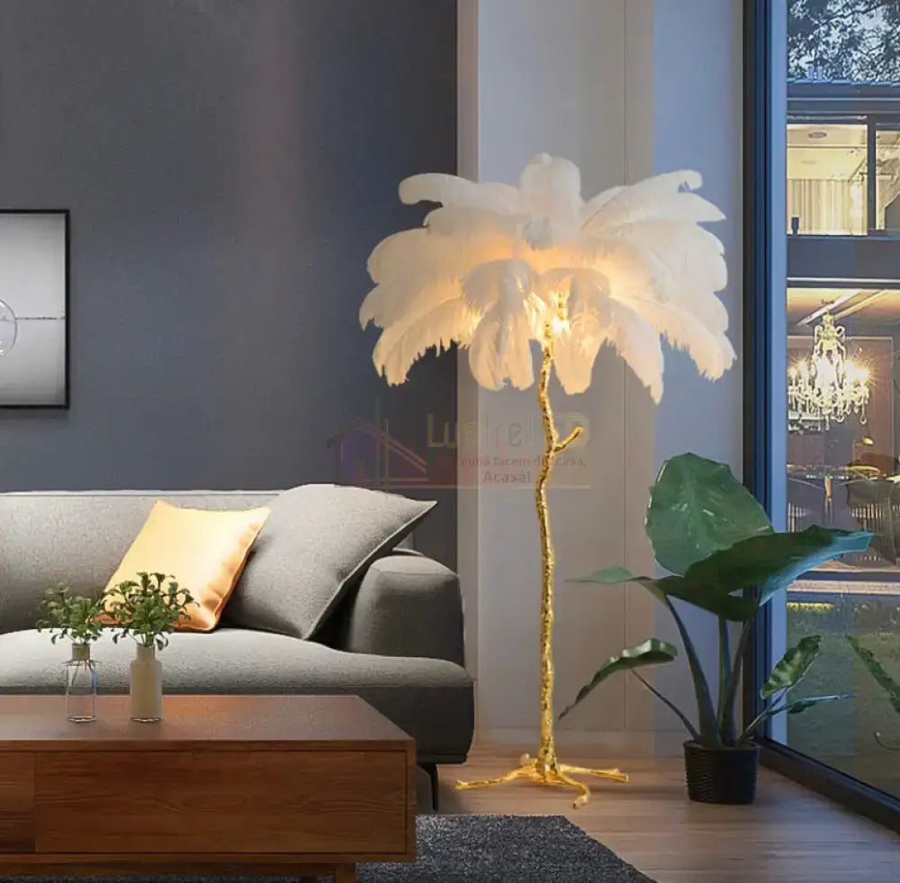 Lampadar Baroque Luxury Feathers White