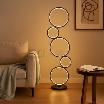 Lampadar LED 100CM 50W Rings Black 3Functii de Lumina