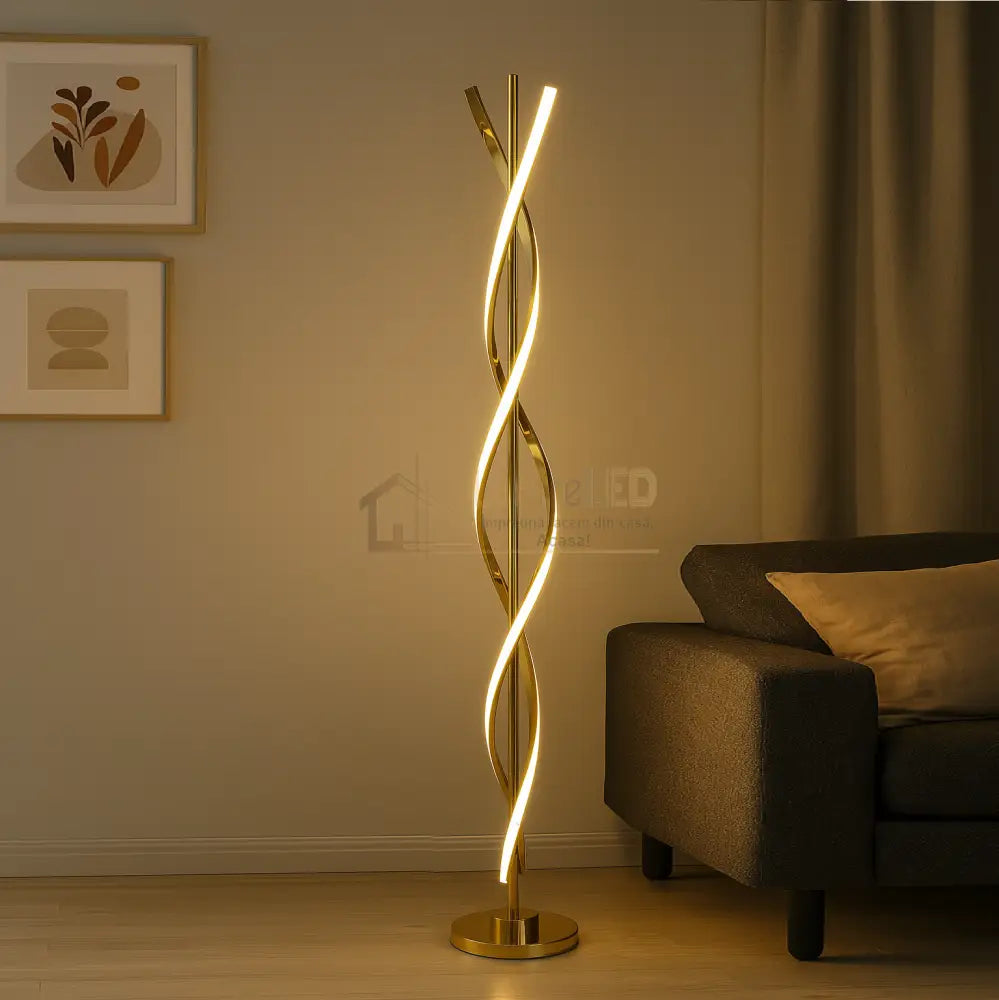 Lampadar LED 100CM 50W Waves Gold 3Functii de Lumina lustreled.ro