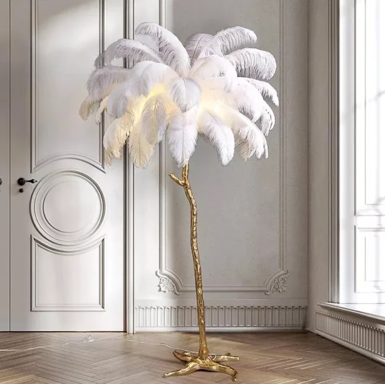 Lampadar Baroque Luxury Feathers White