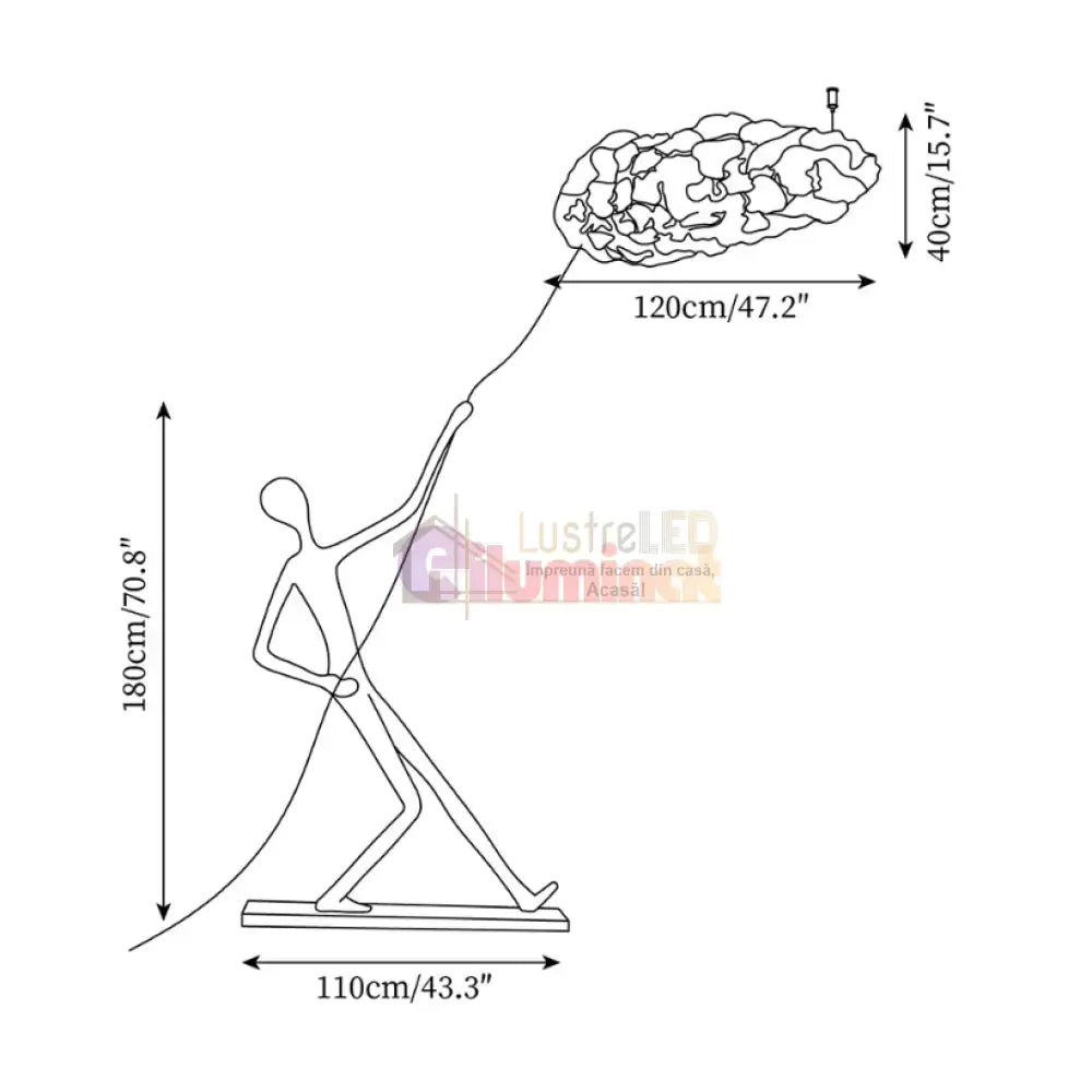 Lampadar Sculptural decorativ Cloud Rider 180CM