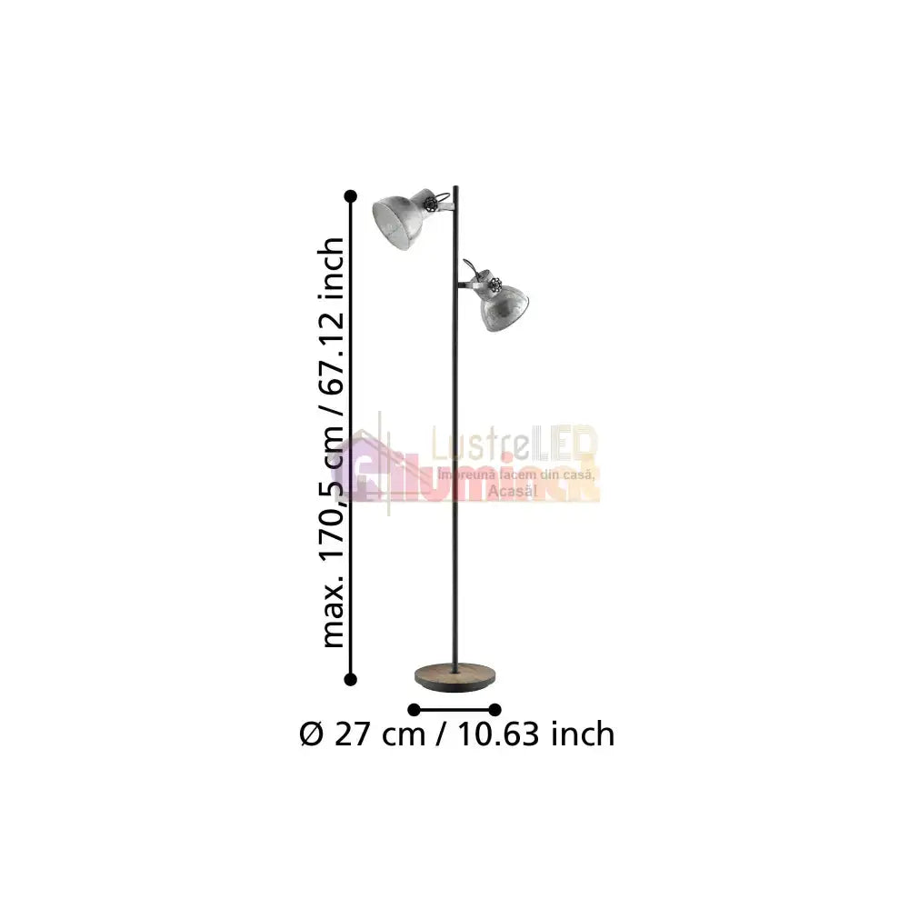 Lampadar Vintage BARNSTAPLE Black & Brown 158CM Eglo
