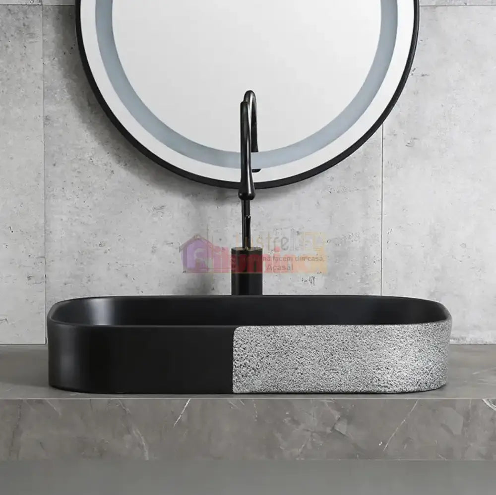 Lavoar Aplicat Luxury Line 65X38Cm Silveryblack Bathroom Sink