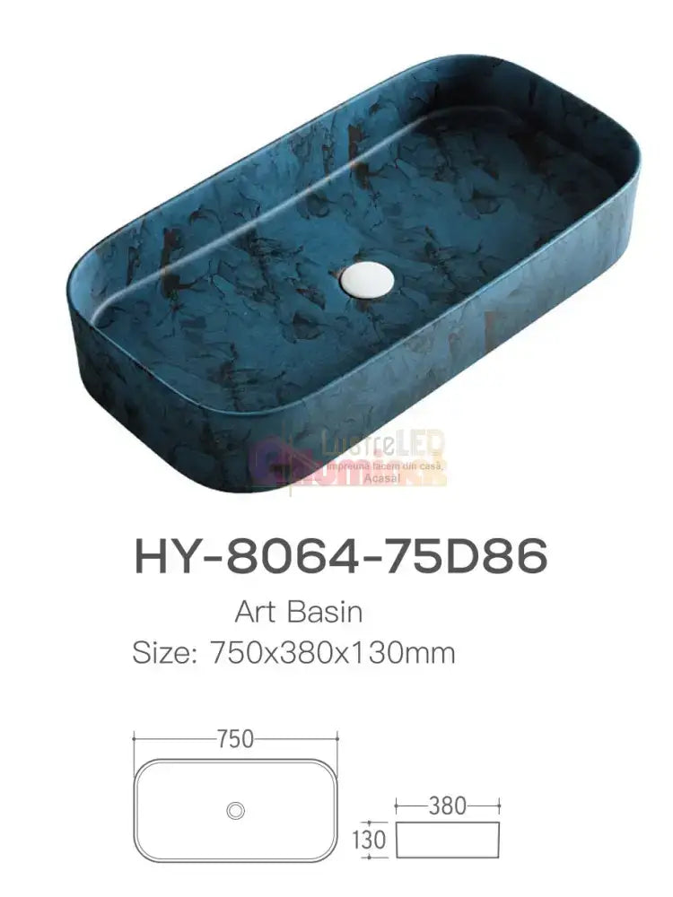 Lavoar Aplicat Luxury Line 75X38Cm 8064-75D86 Deepblue Bathroom Sink