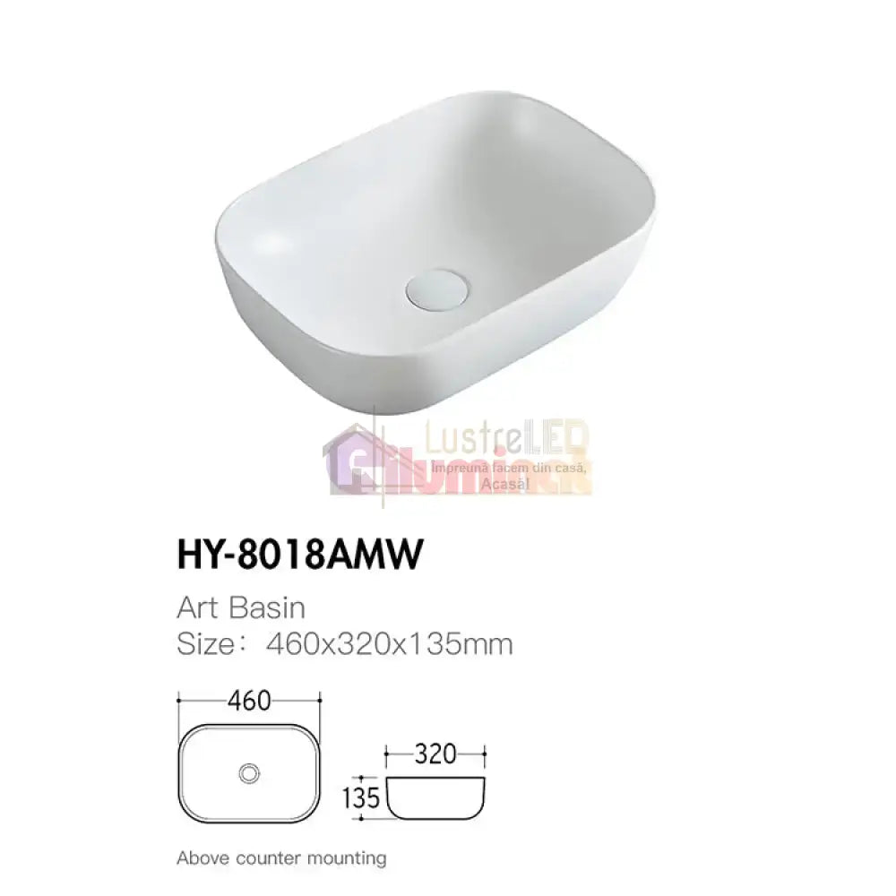 Lavoar Aplicat Modern Line 46X32Cm Hy-8018Amw Bathroom Sink
