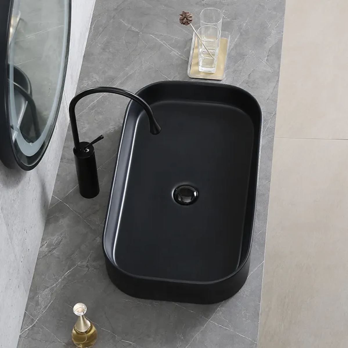 Lavoar Aplicat Luxury Line 65x38CM SilveryBlack