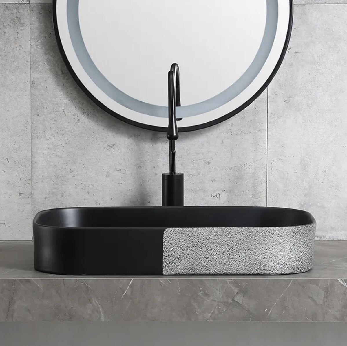 Lavoar Aplicat Luxury Line 65x38CM SilveryBlack