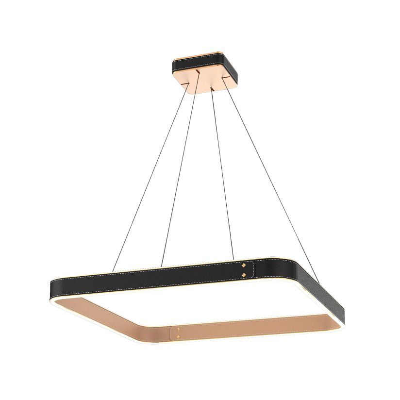 Lustra LED Suspendata LEATHER Unique. Square Black Echivalent 200W