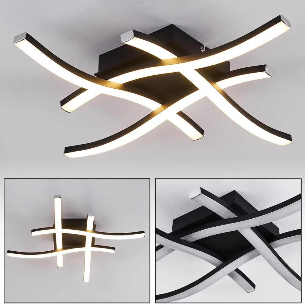 Aplica Led Waves Lines Black Echivalent 300W Wall Light Fixtures