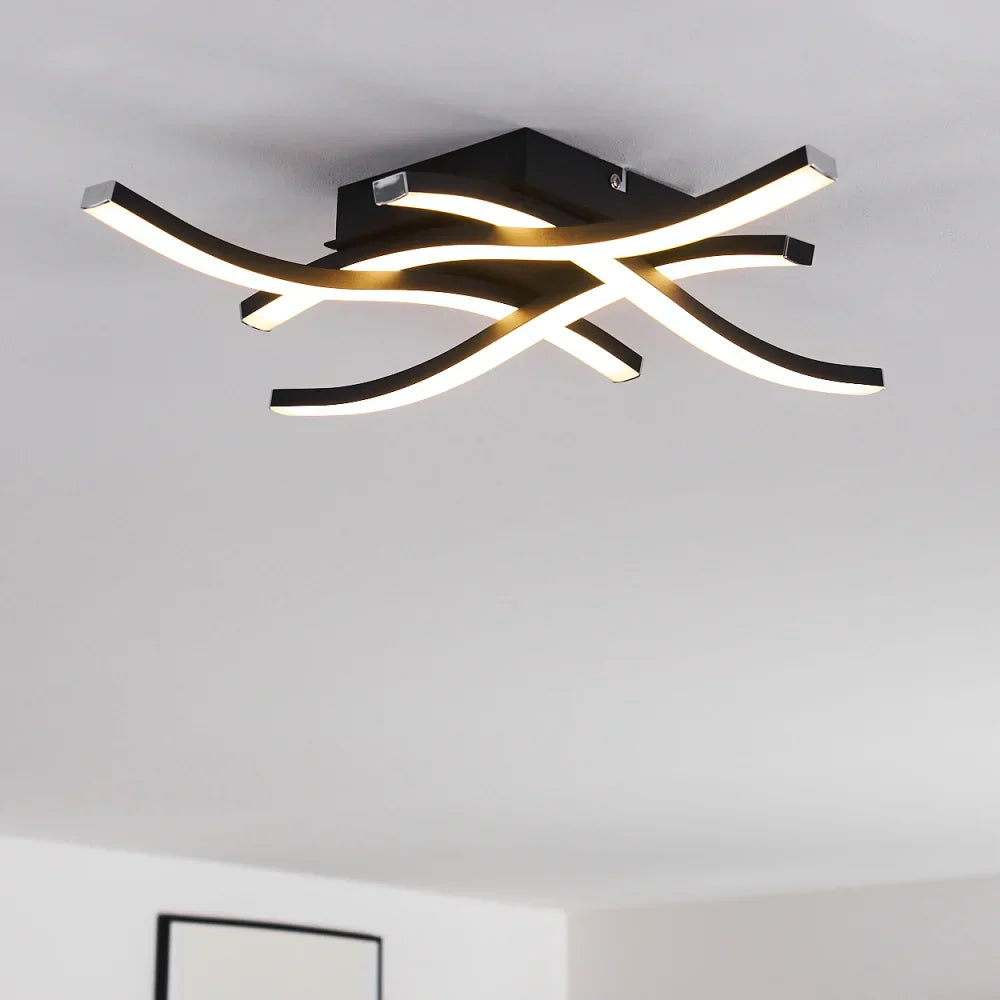 Aplica Led Waves Lines Black Echivalent 300W Wall Light Fixtures