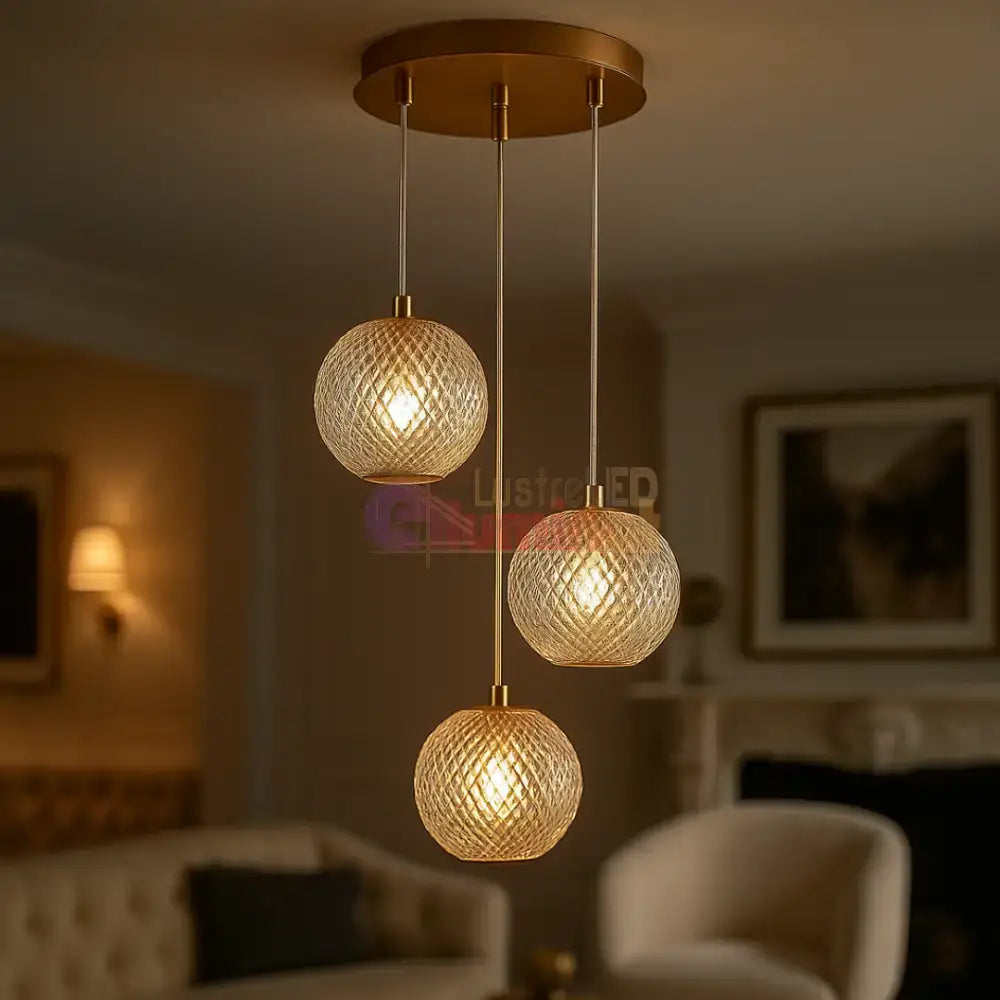 Lustra Abajur 3xG9 Gold lustreled.ro