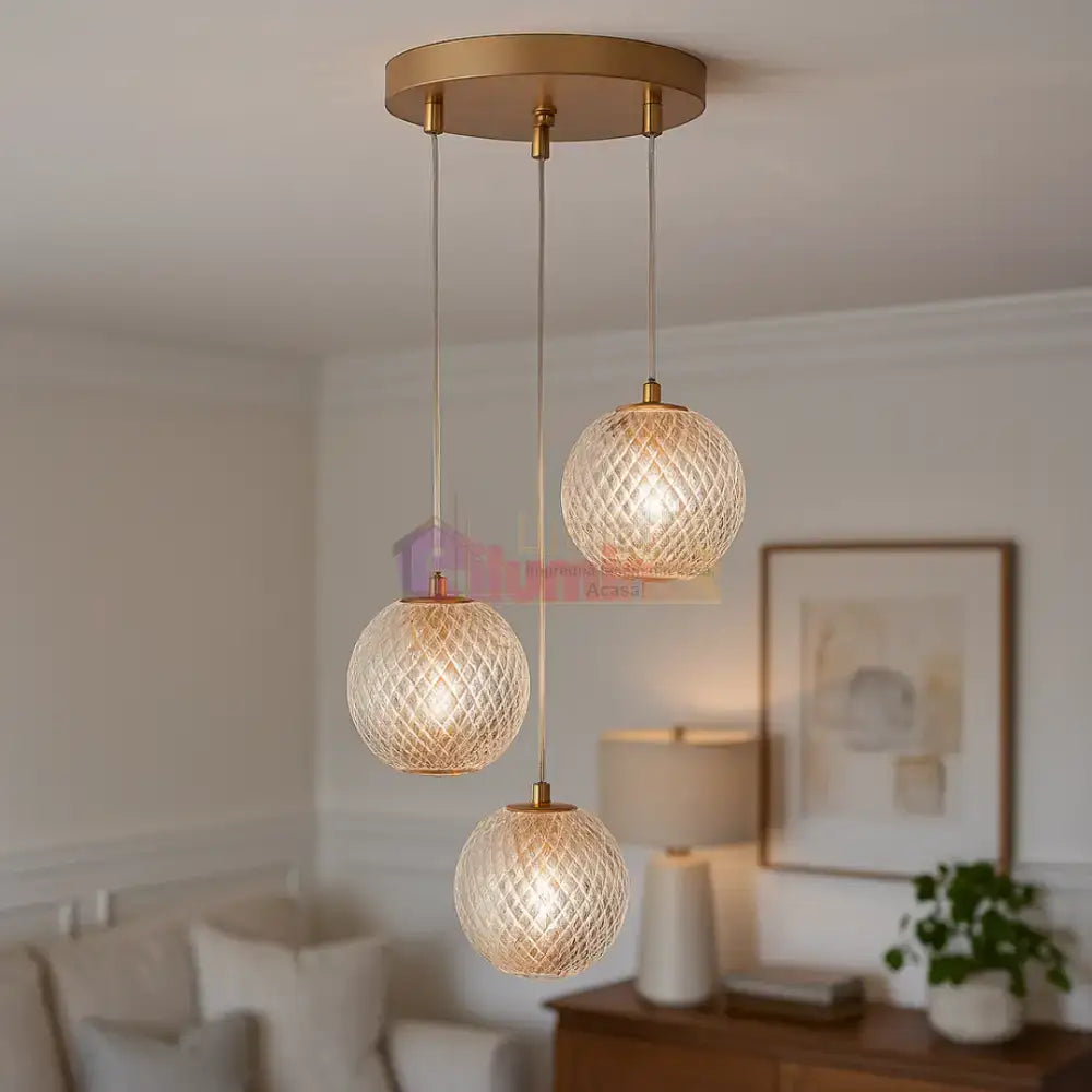 Lustra Abajur 3xG9 Gold lustreled.ro