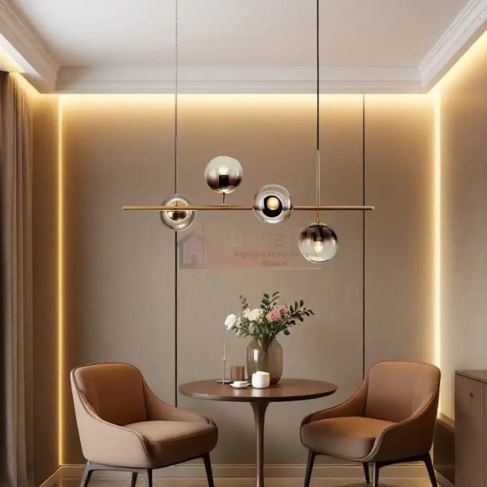Lustra Abajur 4xE14 Suspendata Phantom Noir - DF557-4 AURIU / ABAJUR Chandeliers