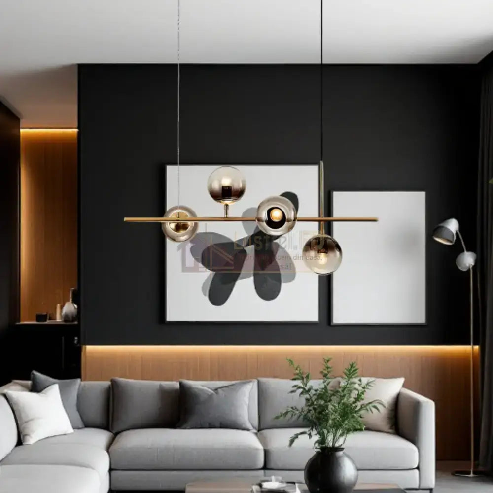 Lustra Abajur 4xE14 Suspendata Phantom Noir - DF557-4 AURIU / ABAJUR Chandeliers