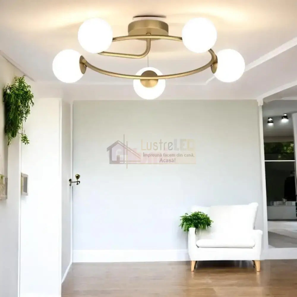 Lustra Abajur 5xE27 Gold Elegance AURIE / ABAJUR Chandeliers