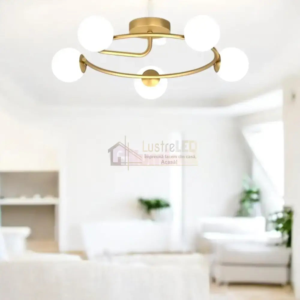 Lustra Abajur 5xE27 Gold Elegance AURIE / ABAJUR Chandeliers