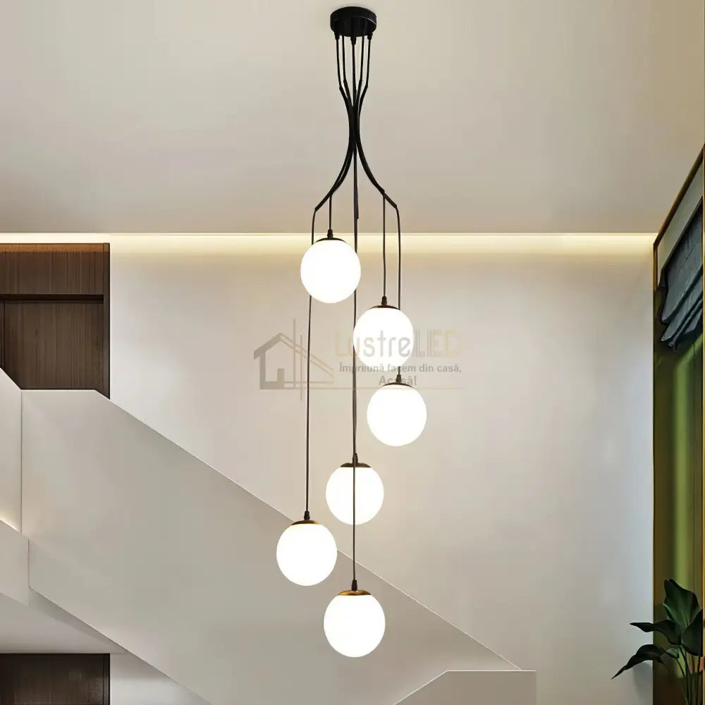 Lustra Abajur 6xE27 Saro Black Chandeliers