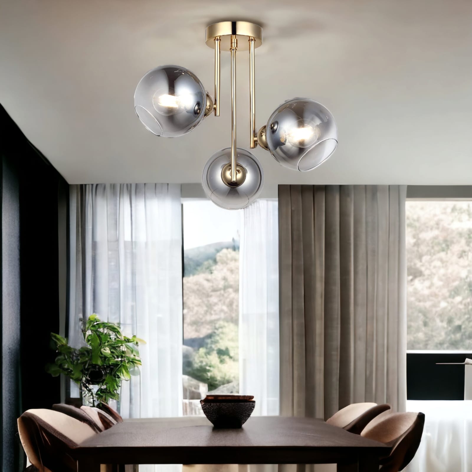 Lustra Abajur Fumuriu Aplicata 3xE27 MX413-3