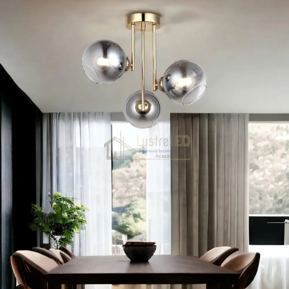 Lustra Abajur Fumuriu Aplicata 3Xe27 Mx413-3 Chandeliers