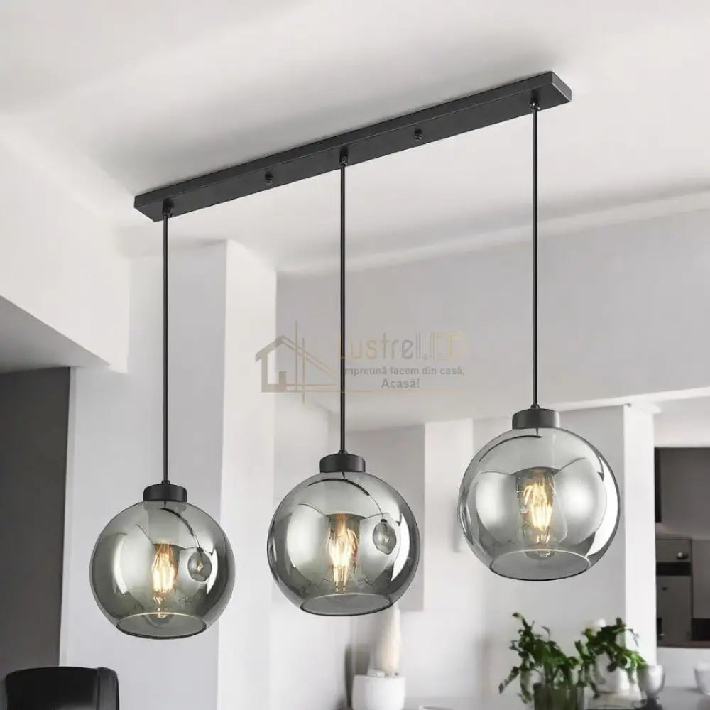 Lustra Abajur Fumuriu FIORE Suport Liniar 3xE27 lustreled.ro