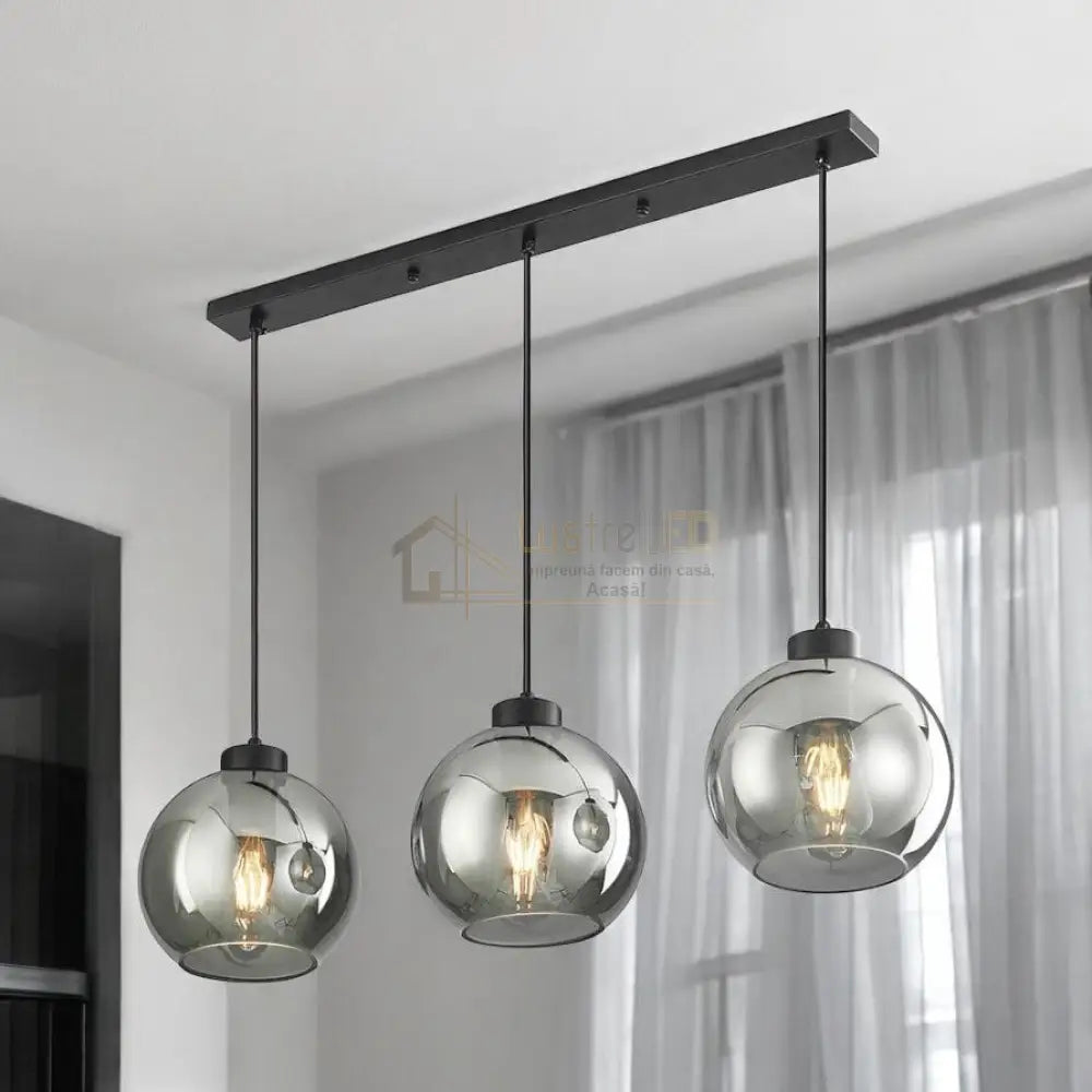 Lustra Abajur Fumuriu FIORE Suport Liniar 3xE27 lustreled.ro