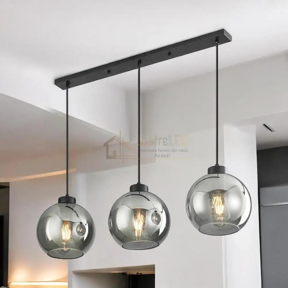 Lustra Abajur Fumuriu FIORE Suport Liniar 3xE27 lustreled.ro