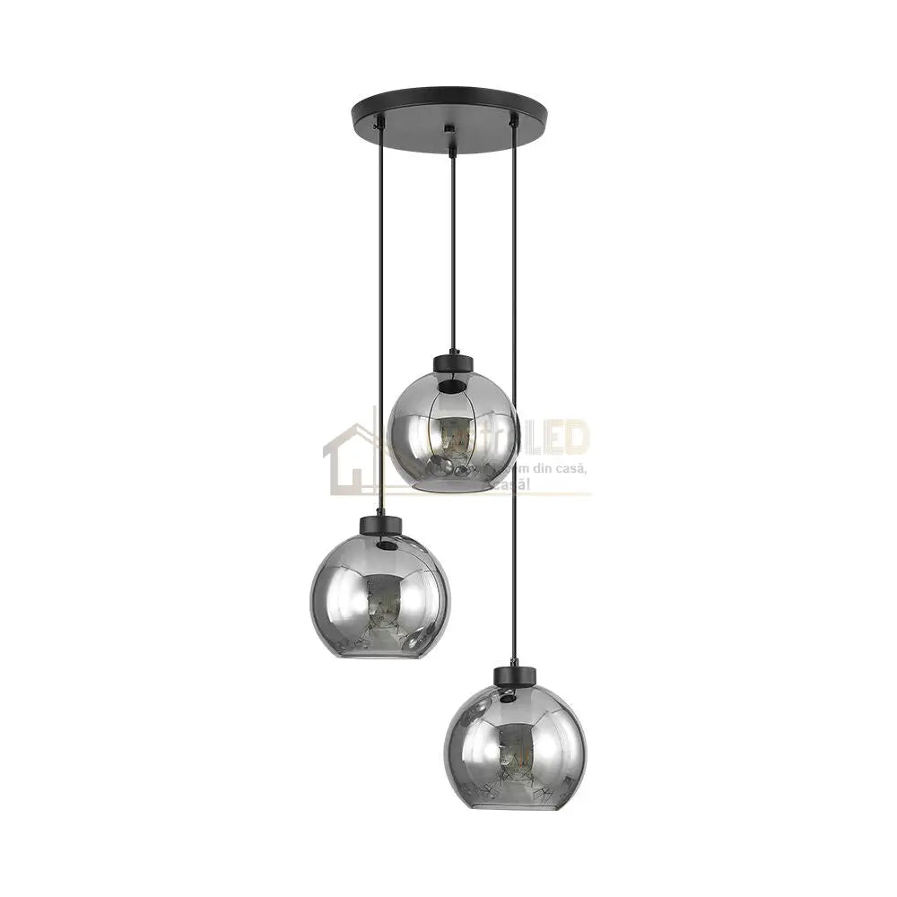 Lustra Abajur Fumuriu FIORE Suport Rotund 3xE27 lustreled.ro