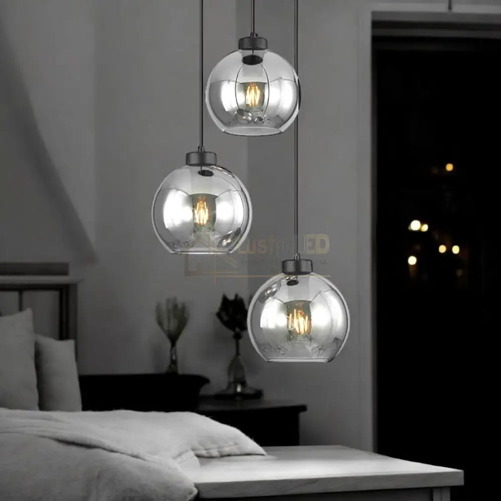 Lustra Abajur Fumuriu FIORE Suport Rotund 3xE27 lustreled.ro