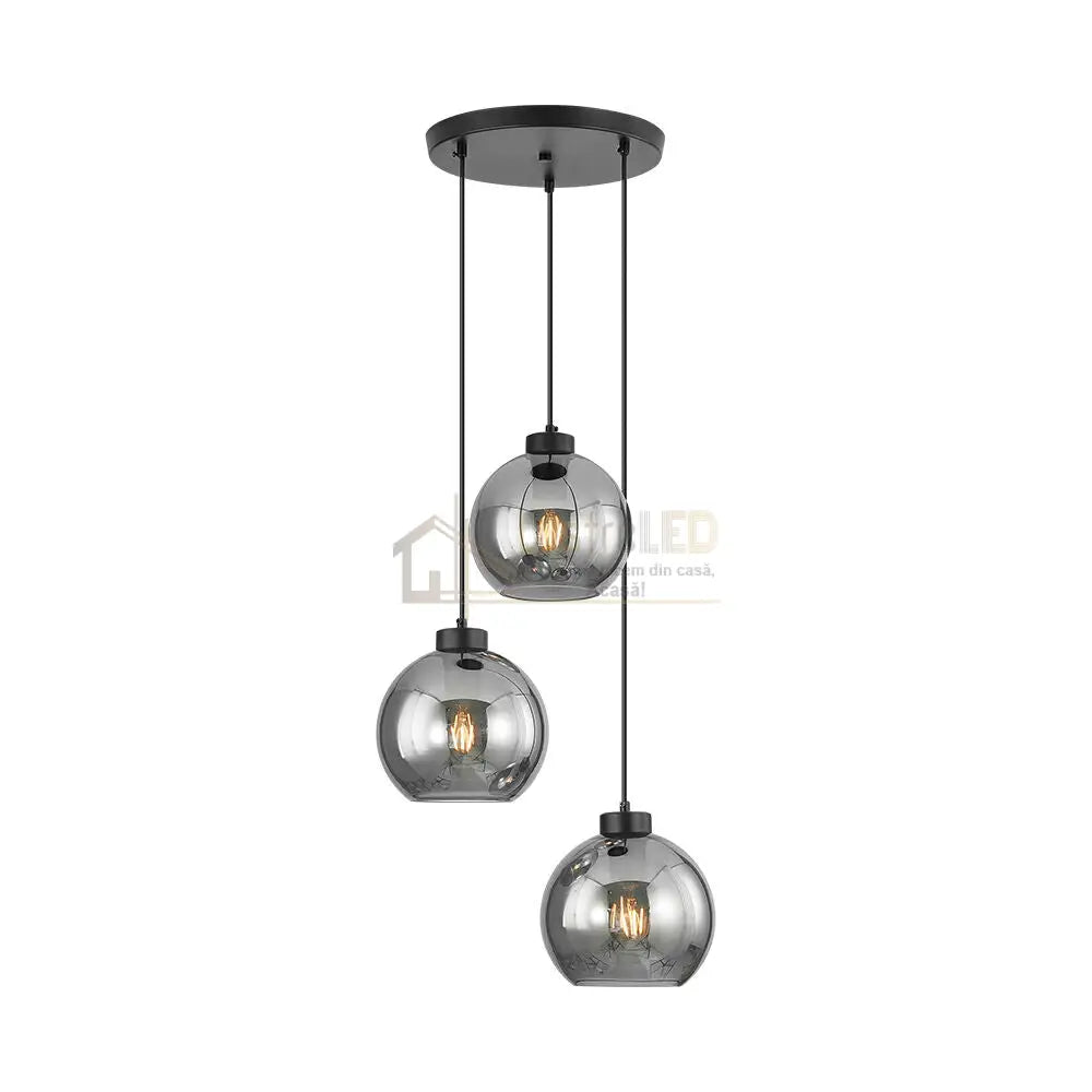 Lustra Abajur Fumuriu FIORE Suport Rotund 3xE27 lustreled.ro