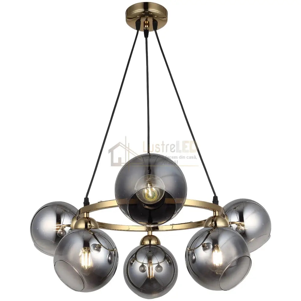 Lustra Abajur Fumuriu Gold 6Xe27 Mx399-6 Chandeliers