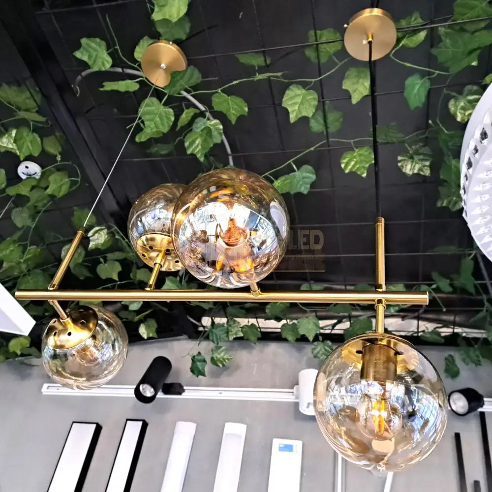 Lustra Abajur Transparent Gold Liniara 4Xe27 Chandeliers