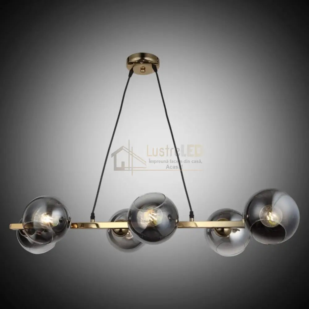 Lustra Abajur Fumuriu Gold Liniara 6Xe27 Mx401-6 Chandeliers
