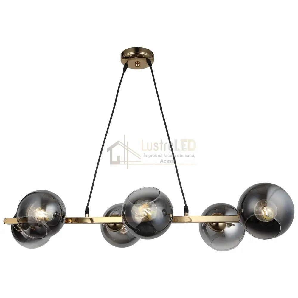 Lustra Abajur Fumuriu Gold Liniara 6Xe27 Mx401-6 Chandeliers