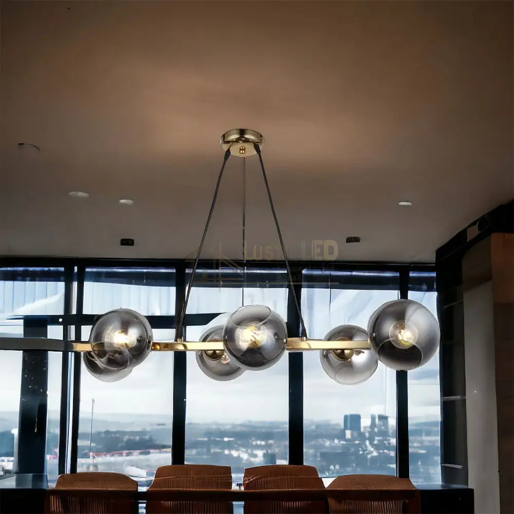 Lustra Abajur Fumuriu Gold Liniara 6Xe27 Mx401-6 Chandeliers