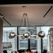 Lustra Abajur Fumuriu Gold Liniara 6Xe27 Mx401-6 Chandeliers