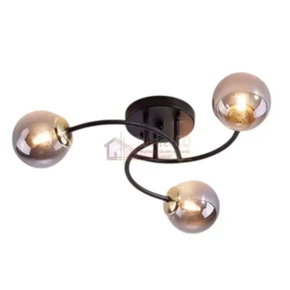 Lustra Abajur Fumuriu RIEVA 3xE27 Black NEAGRA / ABAJUR Chandeliers