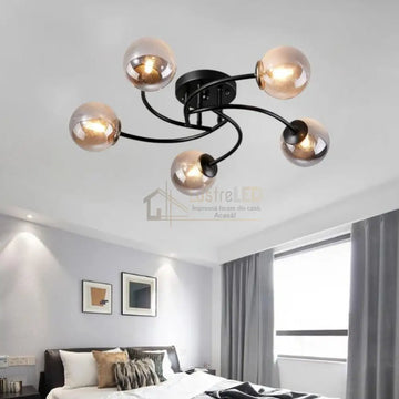 Lustra Abajur Fumuriu RIEVA 5xE27 Black