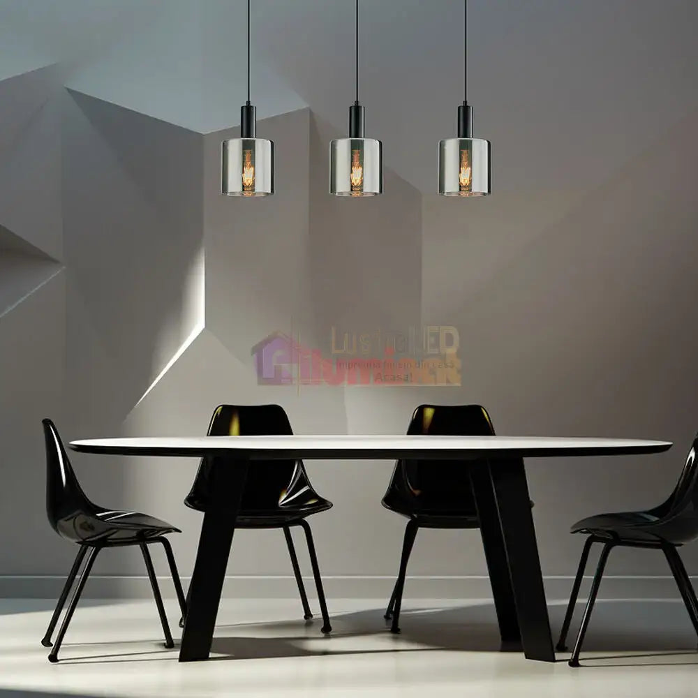 Lustra Abajur Fumuriu SAVIO Suport Liniar 3xE27 lustreled.ro