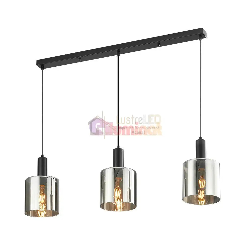 Lustra Abajur Fumuriu SAVIO Suport Liniar 3xE27 lustreled.ro