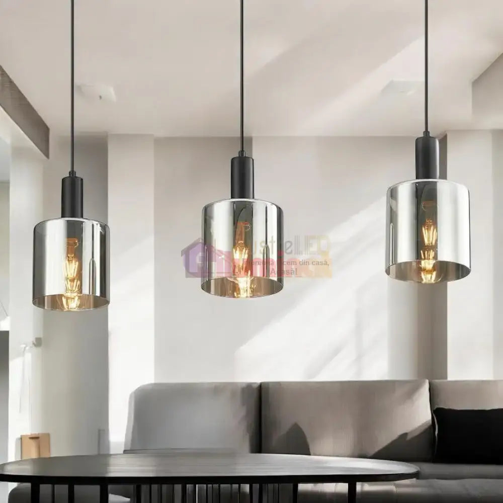 Lustra Abajur Fumuriu SAVIO Suport Liniar 3xE27 lustreled.ro