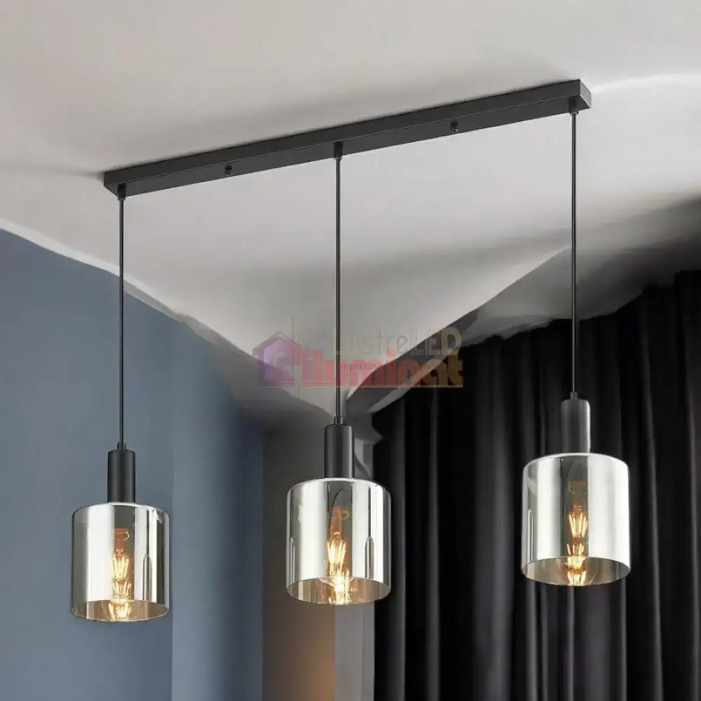 Lustra Abajur Fumuriu SAVIO Suport Liniar 3xE27 lustreled.ro