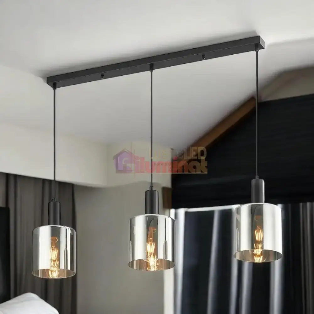 Lustra Abajur Fumuriu SAVIO Suport Liniar 3xE27 lustreled.ro