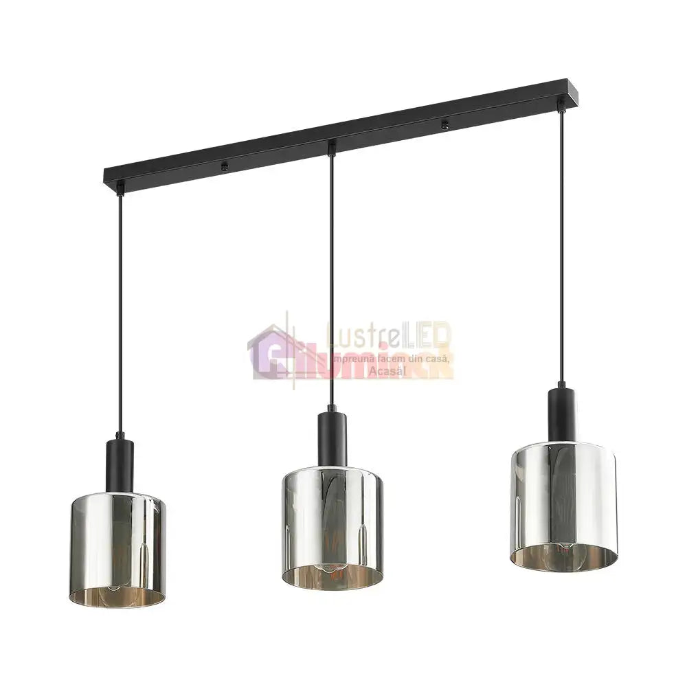 Lustra Abajur Fumuriu SAVIO Suport Liniar 3xE27 lustreled.ro